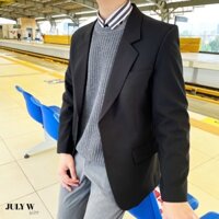 Áo Khoác Blazer Đen Nam, thiết kế 2 lớp, có cầu vai, đứng form