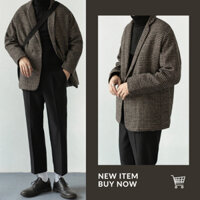 Áo Khoác Blazer Họa Tiết Kẻ Vintage Nam Cao Cấp Thời Trang Lịch Lãm Hàn Quốc, Áo Fom Rộng Style Hiện Đại, Trẻ Trung