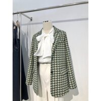 Áo khoác Blazer họa tiết xanh trắng