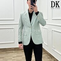 Áo khoác blazer nam ,áo vest nam balzer nam màu xanh kẻ sọc phong cách Hàn Quốc ADK0016 -DUKI STORE