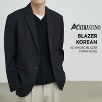 Áo khoác blazer nam form rộng hàn quốc màu đen, kem 2 khuy cài thương hiệu JOLY - JK0101