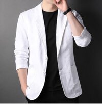 Áo khoác Blazer Nam Form suông dài tay basic chất linen cao cấp, Áo vest Blazer nam công sở ARCTIC HUNTER BZ03 - MÀU TRẮNG - XXL