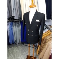 Áo khoác blazer nam màu đen mẫu 6 nút may 3 lớp có túi trong ngoài, đệm ngực và độn vai (nút đen hoặc vàng)