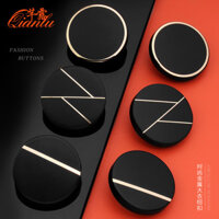 Áo khoác blazer nam nữ có nút kim loại, thời trang cao cấp, đa năng, nút tròn lớn màu đen