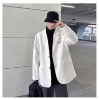 Áo Khoác Blazer Nam Nữ Form Rộng Dài Tay Thời Trang Unisex Basic Cổ Vest ,Phong Cách Hàn Quốc (Kèm Phụ Kiện)