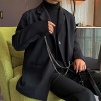 Áo Khoác Blazer Nam Nữ Form Rộng Dài Tay Thời Trang Unisex Basic Cổ Vest ,Phong Cách Hàn Quốc (Kèm Phụ Kiện)