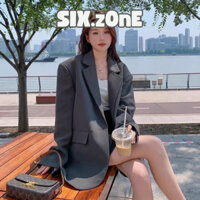 Áo khoác blazer nữ dài tay form rộng phong cách Hàn Quốc vest 2 lớp công sở khoác ngoài mùa đông n07 - SIX ZONE