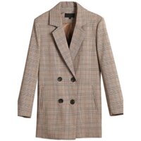Áo khoác blazer nữ dáng dài kẻ caro thanh lịch
