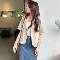 Áo khoác blazer nữ dáng ngắn croptop cộc tay độn vai
