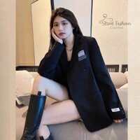 Áo khoác blazer nữ form suông rộng phong cách Anh