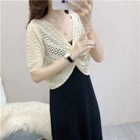 Áo Khoác blazer Tay Cánh Dơi Phối Ren Màu Trắng / Đen Sang Trọng Cho Nữ XXL /XXXL