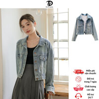 Áo khoác bò croptop vải đẹpTuvada, áo khoác jean croptop nữ dáng rộng, áo bò croptop - ABC68