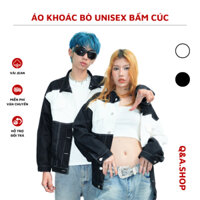 Áo Khoác Bò Jean Jacket Nam Nữ Unisex Phối 2 Màu Đen Trắng Bấm Cúc Cực Trẻ Trung Cá Tính AK-01