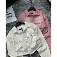 Ao khoác bò nữ đính đá có cổ dáng Croptop thiết kế sang chảnh mẫu mới 2024