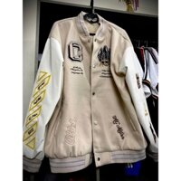 Áo Khoác Bomber AC Milan 24/25 màu kem phối tay da Full da lót gió form Âu bản đẹp Bigsize