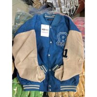 Áo khoác bomber bóng chày kaki nhung gân 2 lớp thêu unisex ulzzang nam nữ - Đen,<65kg
