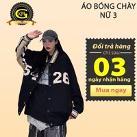 Áo khoác bomber bóng chày nữ 5426 dáng rộng unisex - Nâu,XL
