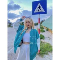 Áo khoác bomber cặp nam nữ phom to dưới 90kg ảnh chụp thật