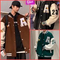 Áo Khoác Bomber Chất Nỉ Ngoại Lucky A In Mịn Đẹp Form Unisex - Xanh lá - Freesize 45kg-80kg