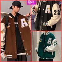 Áo Khoác Bomber Chất Nỉ Ngoại Lucky A In Mịn Đẹp Form Unisex - Đen - Freesize 45kg-80kg