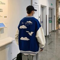 Áo Khoác Bomber chữ H form rộng tay bồng [sojang] Áo khoác xanh nỉ unisex nam nữ 22020
