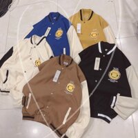 Áo Khoác Bomber Da Lộn Nam Nữ 2 Lớp Logo KEEP REAL In Nổi Cực Đẹp