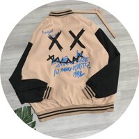 Áo Khoác Bomber Da Lộn XX 2 lớp Lót dù Kiểu Unisex Hàn Quốc Nam Nữ Cặp Đôi Mặc Chống Nắng Và Lạnh - nâu - freesize