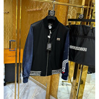 Áo Khoác Bomber Đen Phối Tay Jean