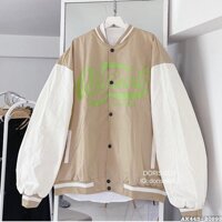 Áo Khoác Bomber Đôi Nam Nữ Nỉ Bông Dày Dặn,  Áo Bomber Nam Nữ Form Rộng UNISEX IN ORIGINAL - Kem