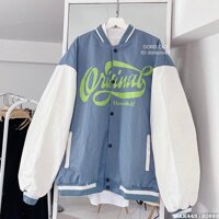 Áo Khoác Bomber Đôi Nam Nữ Nỉ Bông Dày Dặn,  Áo Bomber Nam Nữ Form Rộng UNISEX IN ORIGINAL - Xanh