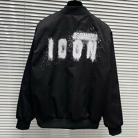 Áo khoác bomber Dsq2 in chữ ICON vảy sơn loang trắng hai mặt - Áo Khoác Nam Nữ Hot trend New 2024