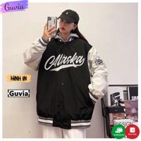 Áo Khoác Bomber Dù 2 Lớp 2023 Nam Nữ Unisex Nhiều Mẫu Mới Form Rộng Áo Chống Nắng Varsity - ALASKA Đen - XL dưới 62Kg &lt;1m68