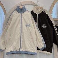 Áo Khoác Bomber Dù RECORDS MONOCUB Nam Nữ Ulzzang Unisex Kiểu Form Rộng 2 Lớp Jacket Ảnh thật Có sẳn - ĐEN - XL