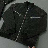 Áo khoác bomber gió nam nữ Lờ vê LV in hoạ tiết vân hoa chữ monogram thêu 2 khoá zip chéo ngực 2 lớp