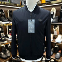 Áo khoác Bomber gió Dior 2 mặt Đen trơn phối Đen họa tiết logo LA