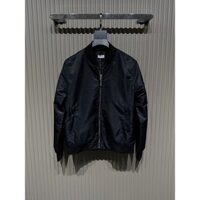 Áo khoác Bomber gió Dior Đen logo chữ thêu ngực lưng LA