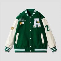 Áo Khoác Bomber Jacket Chất Nỉ Bông LUCKY Form Rộng Unisex Nam Nữ Phối Phong Cách Ulzzang Nupakachi