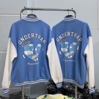 Áo khoác bomber jacket nam nữ hình in undertrap khoác varsity undertrap chất nỉ cotton cao cấp hany shop - Xanh,XL
