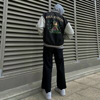 Áo Khoác Bomber Jacket nam nữ đều mặc được dù 2 lớp