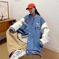 Áo Khoác Bomber Jacket Nỉ Bông Unisex Nam Nữ in Baby F Phong Cách Hàn Quốc Hot Trend 2022 - XANH - M37-50KG&lt;1M59