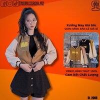 Áo Khoác Bomber Jackets Nam Nữ Kaki 2 Lớp Dày Dặn Form Rộng UNISEX Áo Khoác Đôi Nam Nữ Kaki PHỐI THÊU - AK1056 B