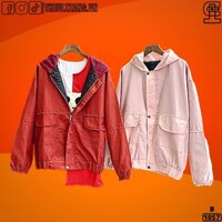 Áo Khoác Bomber Jackets Nam Nữ Kaki 2 Lớp Dày Dặn Form Rộng UNISEX Áo Khoác Đôi Nam Nữ Kaki TRƠN 2 TÚI - AK1057 B