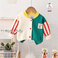 Áo khoác bomber kem xanh tay sọc đỏ [MyMyBaBy AK57]