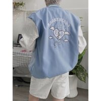 Áo khoác bomber màu xanh dương da lộn