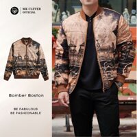Áo khoác bomber nam Boston MKCLEVER Chất liệu vải Gió trần bông, chống nước cản gió tốt, dày dặn, phom trẻ trung