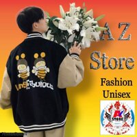 Áo Khoác Bomber Nam Nữ - Áo Khoác Unisex Gấu Vải Nỉ Bông dày Siêu Hot - AZ.STORE - Đen in 2 con ong,L 51-64kg