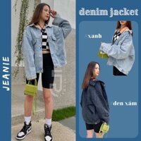 Áo khoác bomber nam nữ form rộng, áo jacket oversize chất jean đẹp dáng unisex