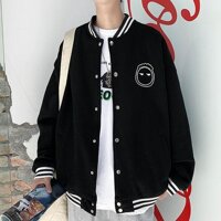 Áo khoác bomber nam nữ jacket nỉ hai lớp dày dặn, áo bomber nỉ  form to rộng unisex in hình cậu bé đầu đinh siu cute - ÁO BOMBER NAM HỒNG - XL