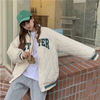 Áo Khoác Bomber Nam Nữ Trần Bông, Áo Khoác Trần Bông Unisex Họa Tiết Trám Hàng Quảng Châu Cao Cấp