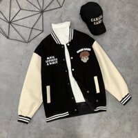 Áo Khoác Bomber Nam Vải Da Lộn In Hình Cậu Bé Form Rộng Mặc Đẹp NEW UNISEX